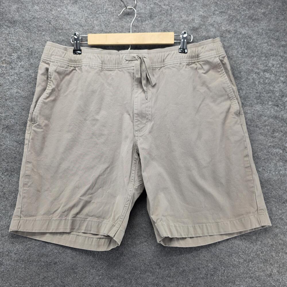 Duluth Trading Co. Shorts Mens 38 Waist Beige Chino Drawstring Pockets 9 Inseam